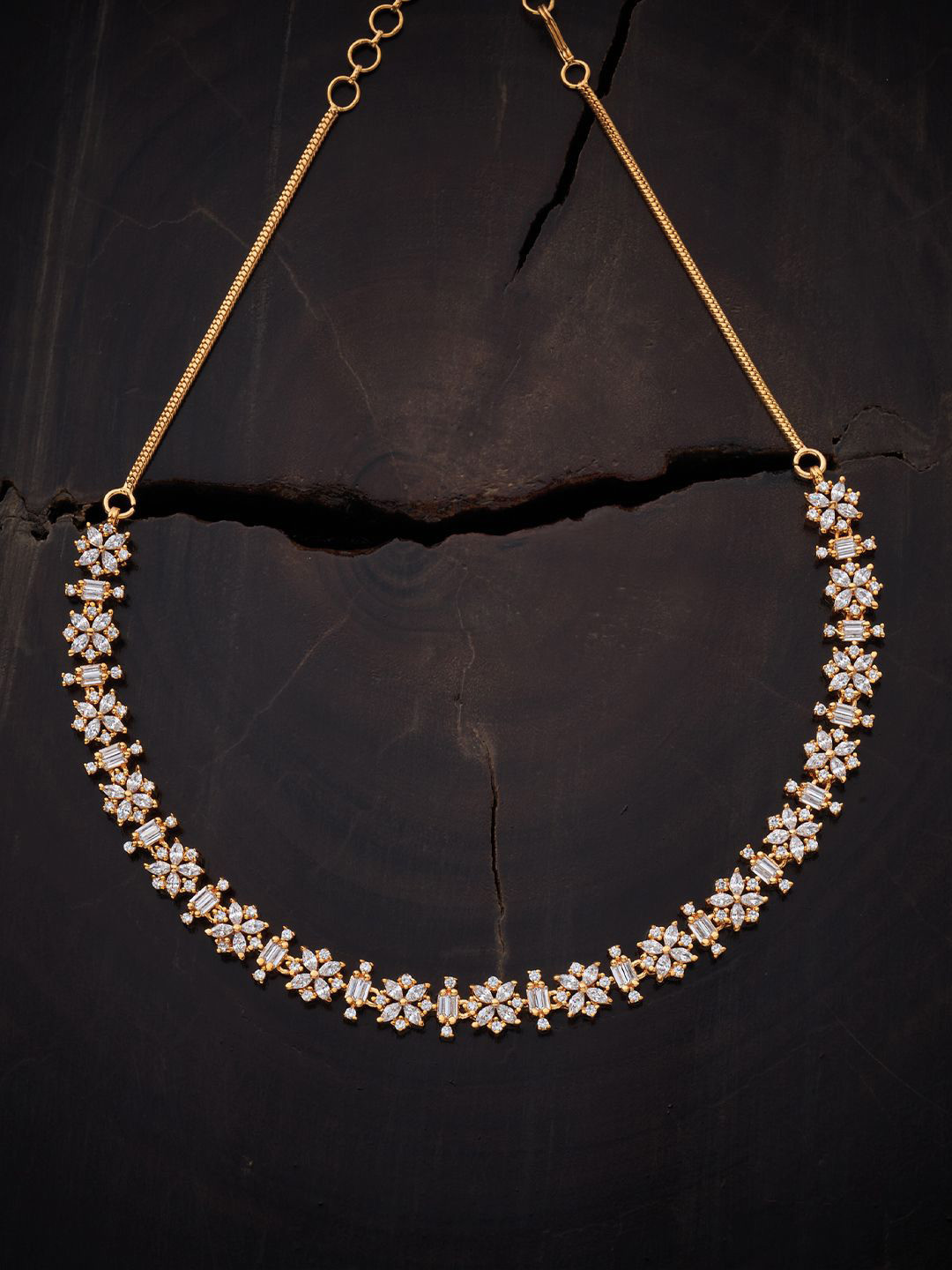 

Kushal's Fashion Jewellery Copper Gold-Plated Cubic Zirconia Studded Necklace