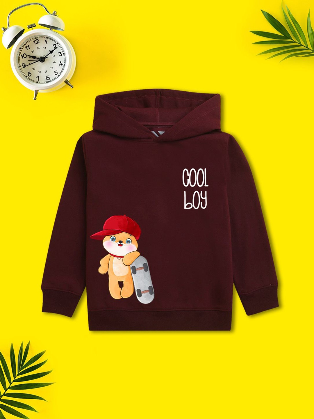 

NUSYL Boys Printed Hooded Sweatshirt, Maroon