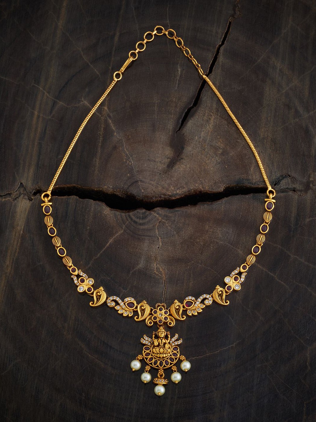 

Kushal's Fashion Jewellery Gold Plated Artificial Beads Studded Antique Necklace