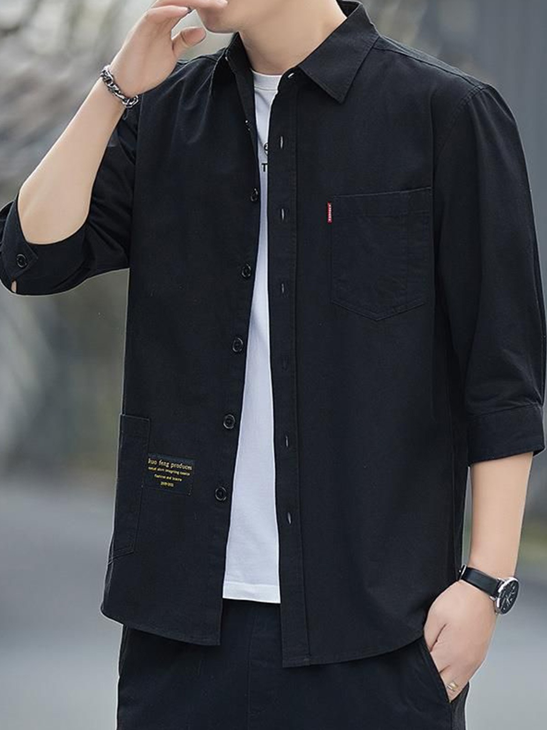 

StyleCast Men Opaque Casual Shirt, Black