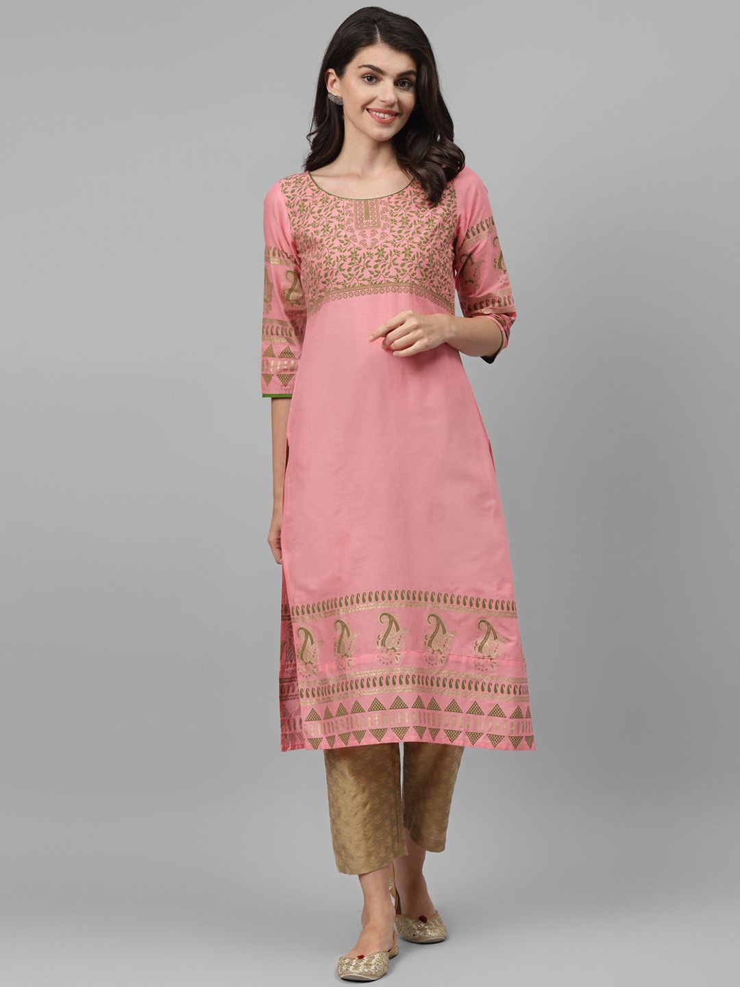 

Bhuja Printed Straight Kurta, Pink