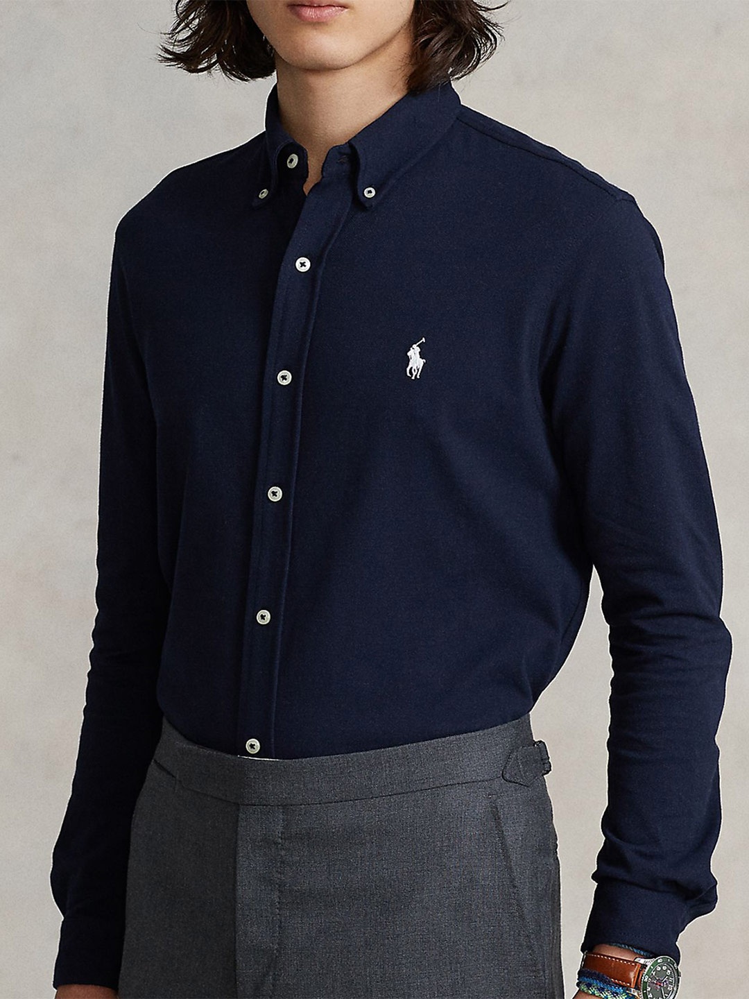 

Polo Ralph Lauren Men Cotton Slim-Fit Shirts, Navy blue