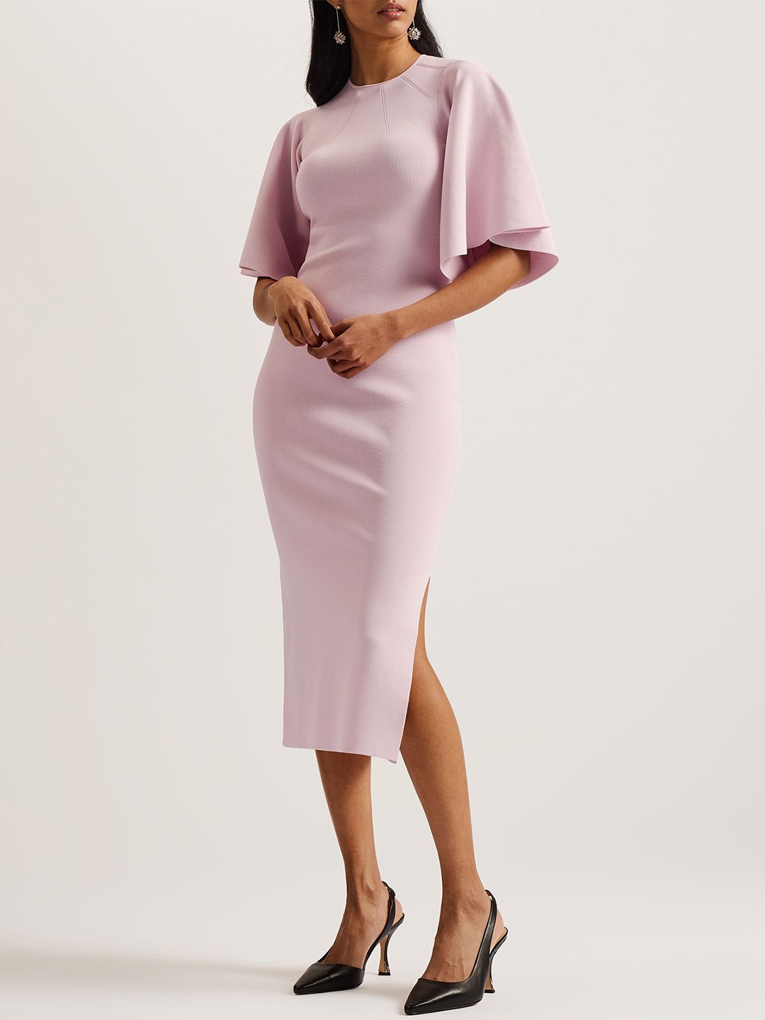 

Ted Baker Cape Sleeve Midi Dress, Pink