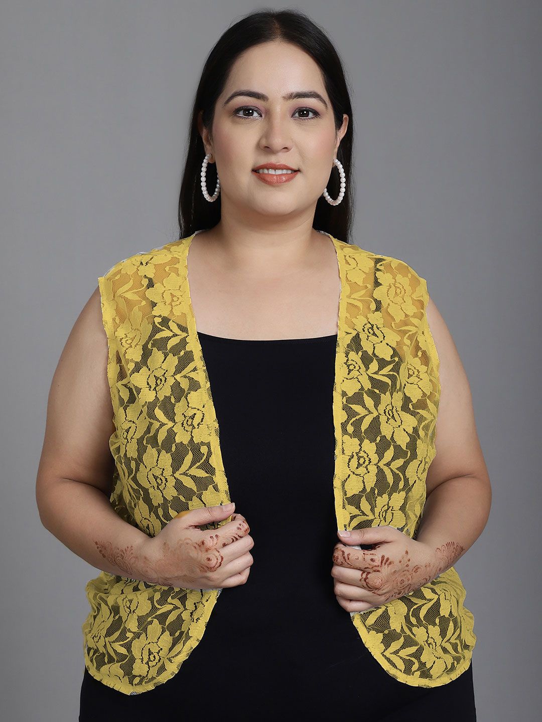 

urSense Women Printed Crop Shrug, Yellow