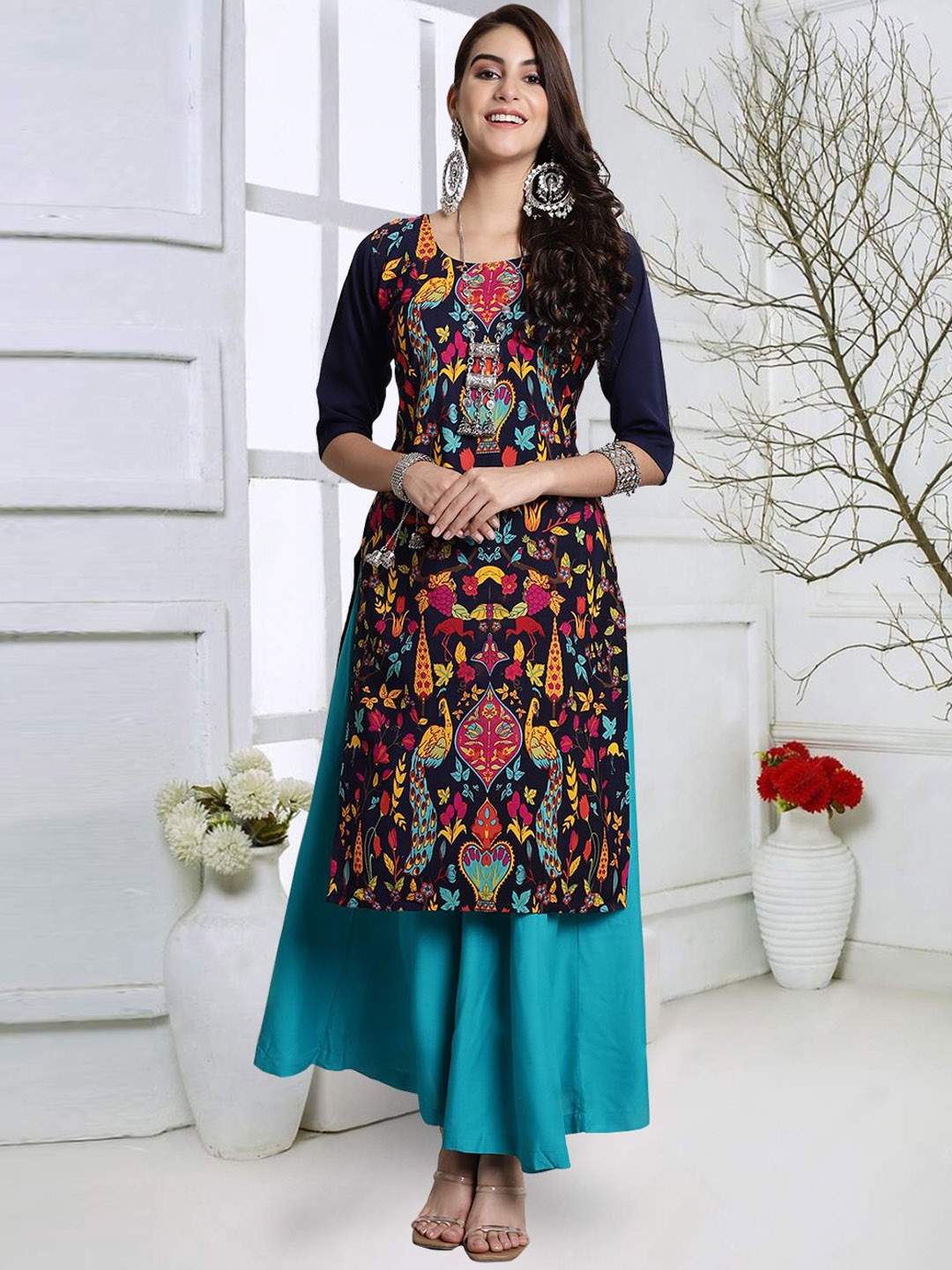 

7Threads Printed Straight Kurta, Multi