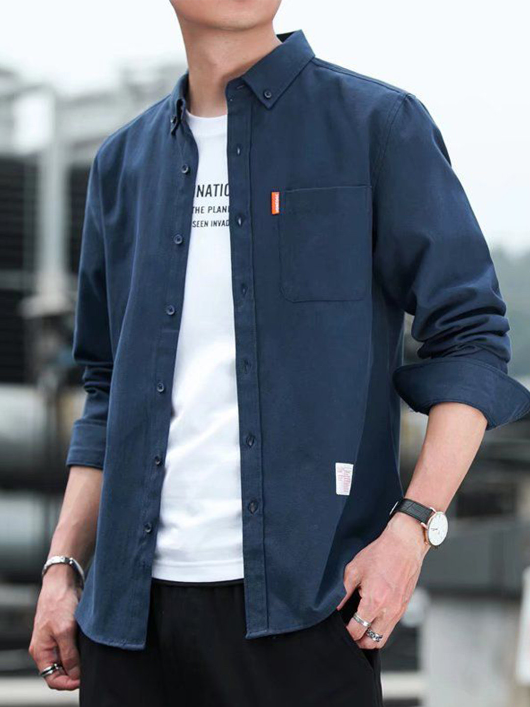 

StyleCast Men Opaque Checked Casual Shirt, Navy blue