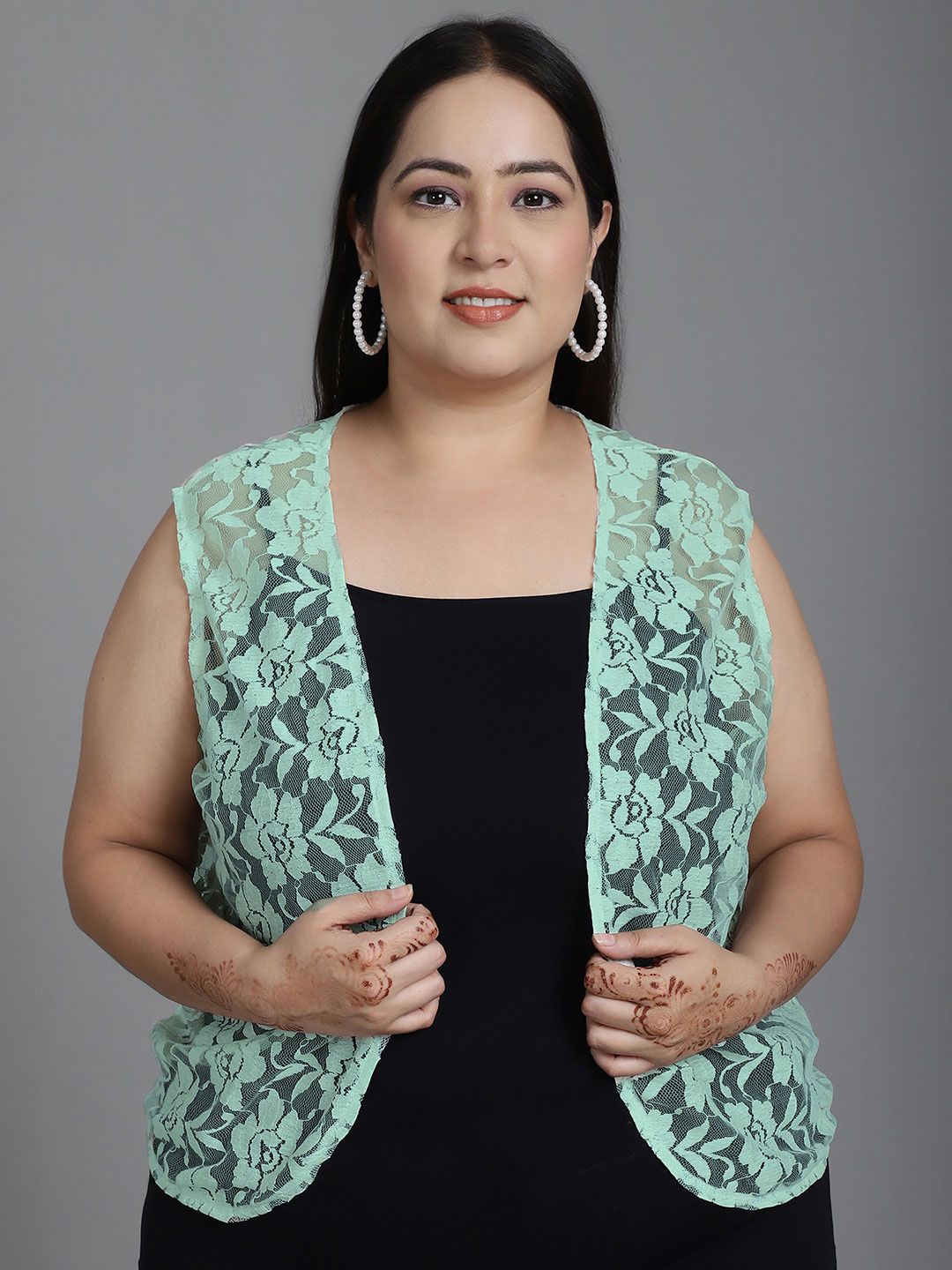 

urSense Women Printed Crop Shrug, Green