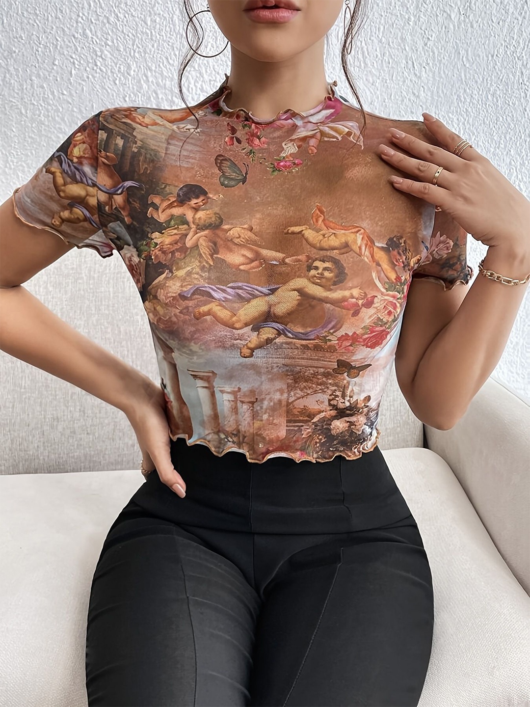 

StyleCast Print Top, Brown