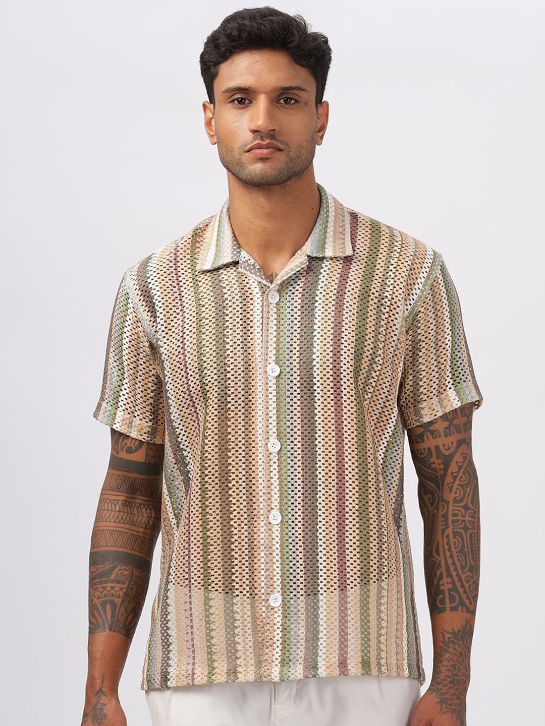 

Vestirio Men Relaxed Opaque Printed Casual Shirt, Green