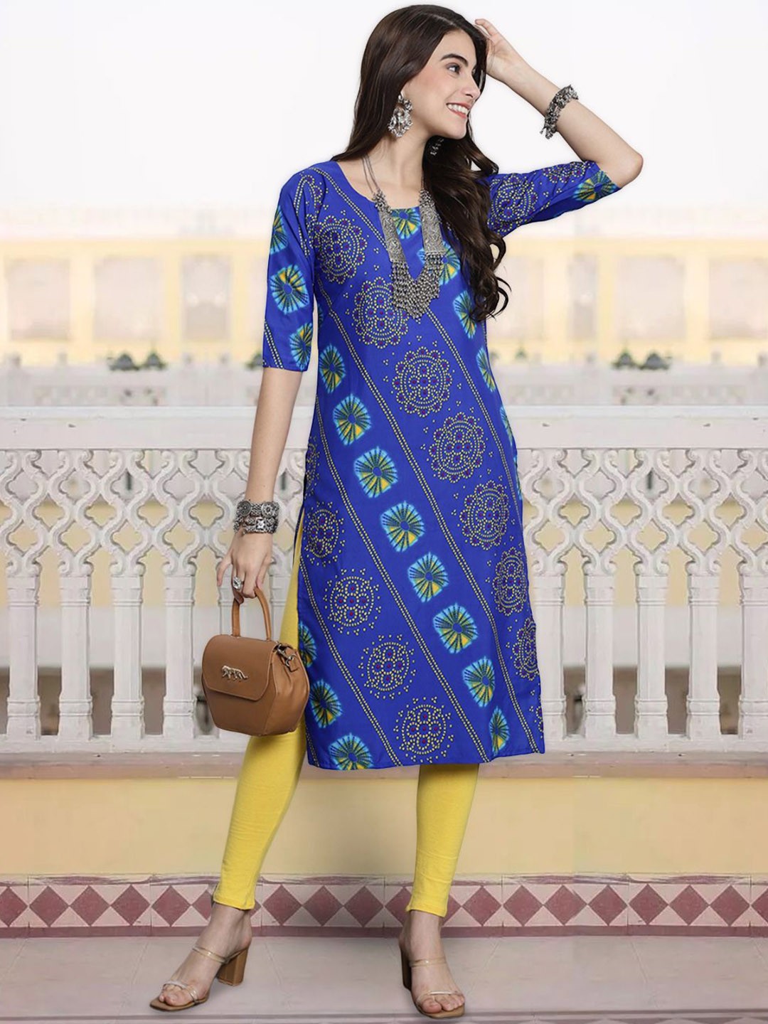 

7Threads Women Printed Flared Sleeves Sequinned Floral Crepe Kurta, Multi