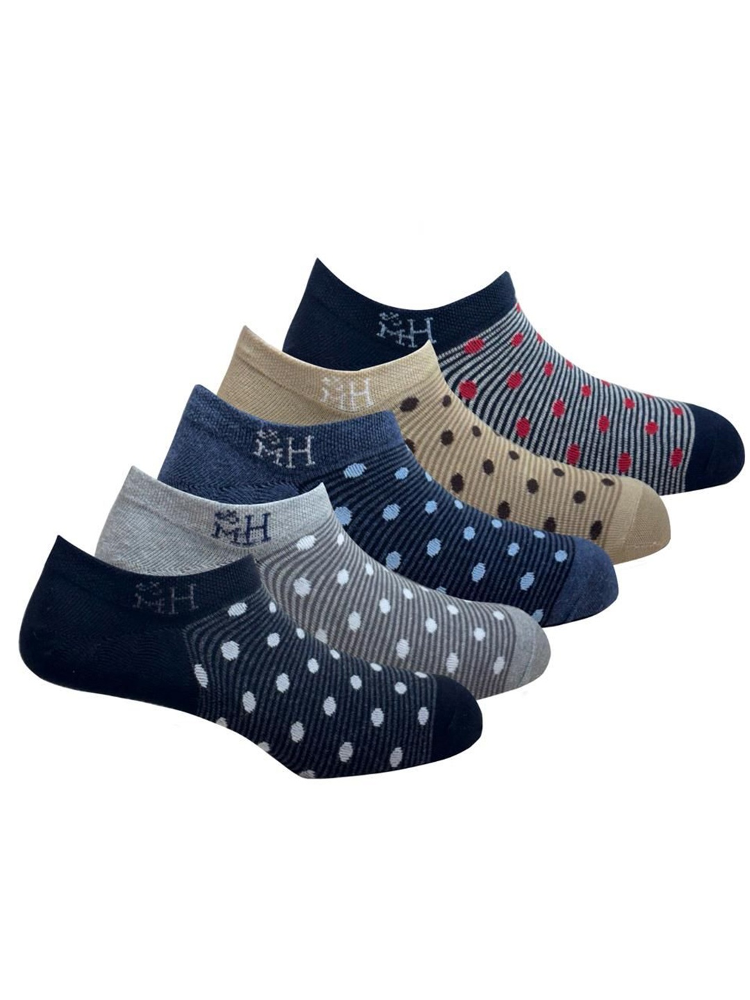

Mast & Harbour Pack Of 5 Printed Above Ankle-Length Socks, Blue