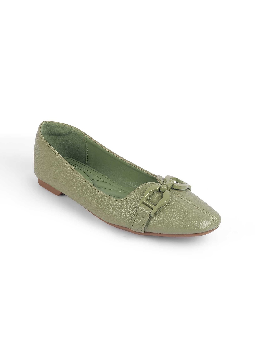 

Tresmode Women Textured Slip-On Ballerinas with Bows Flats, Green