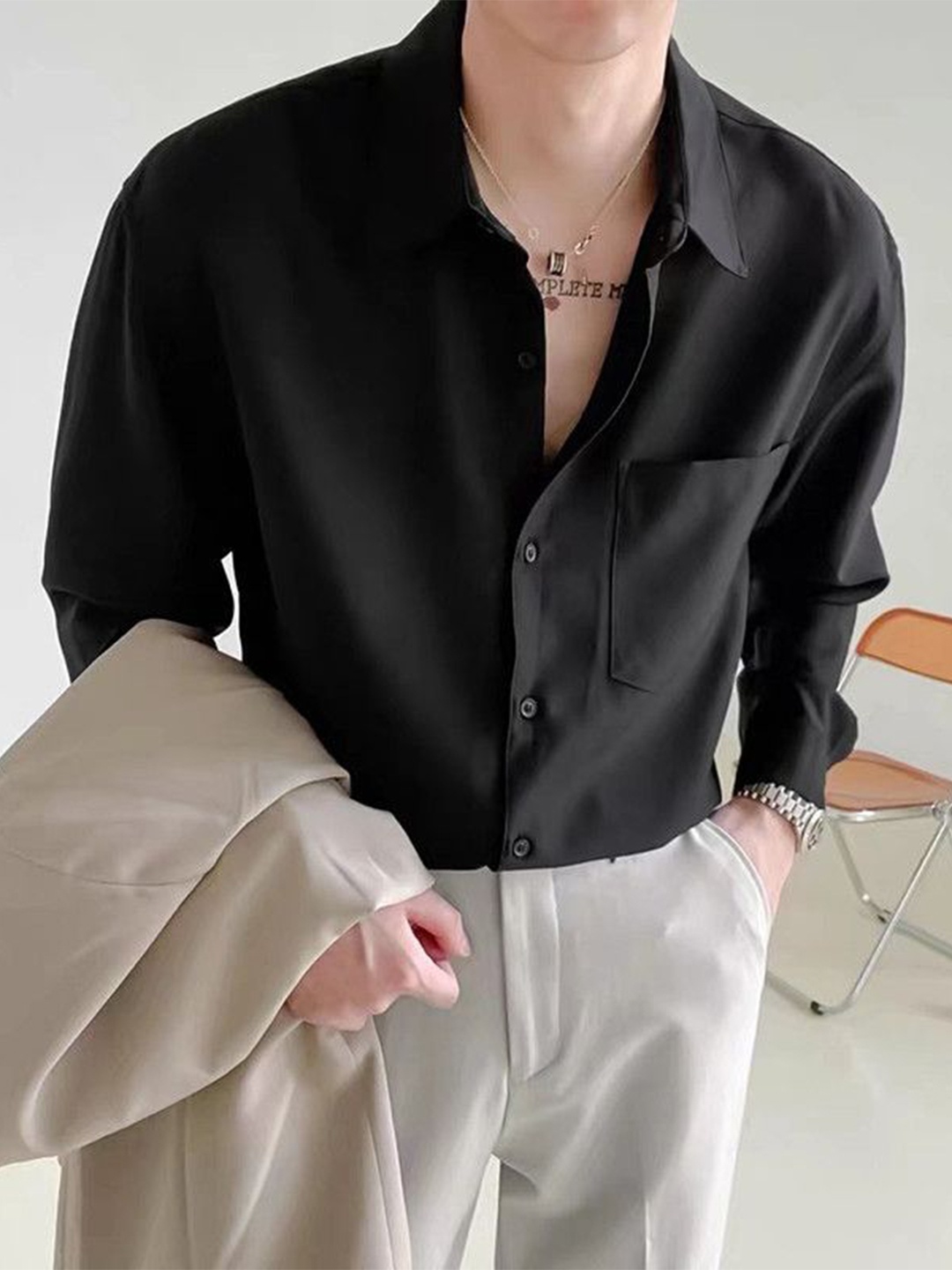 

StyleCast Men Opaque Party Shirt, Black