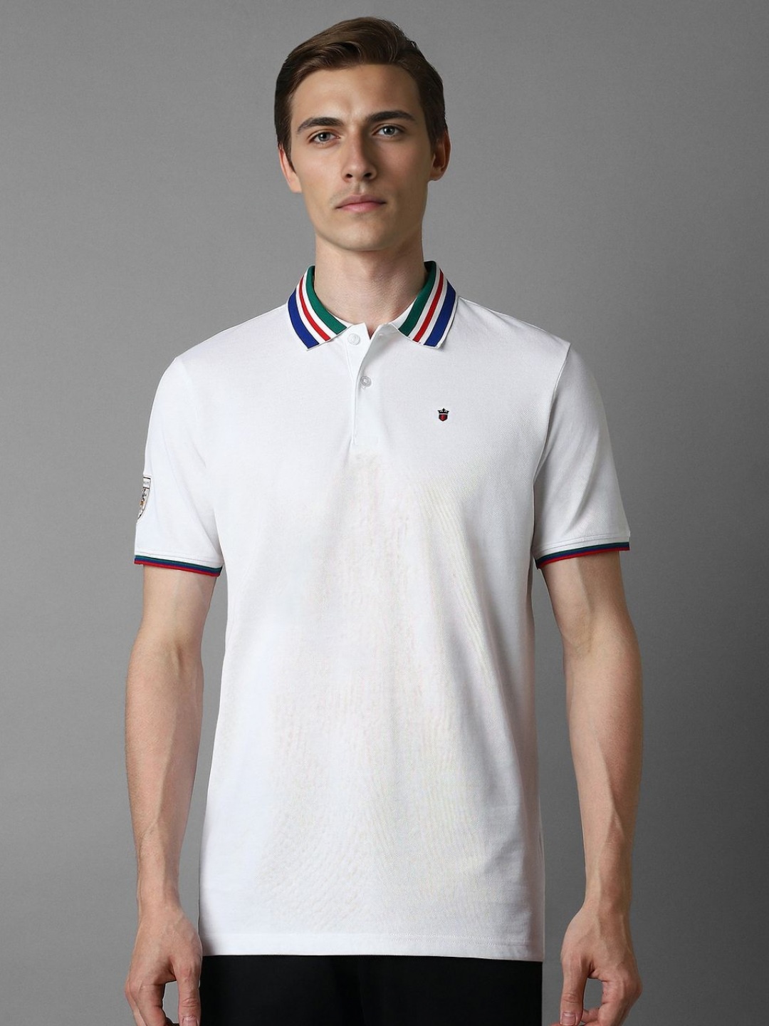 

Louis Philippe Sport Men Solid Polo Collar Cotton Slim Fit T-Shirt, White