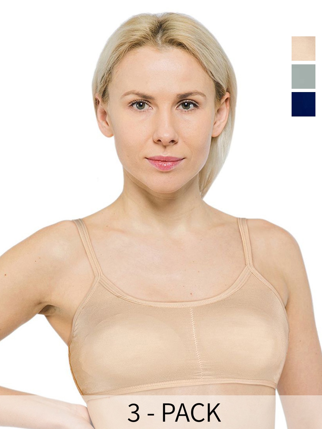 

ComfyStyle Pack Of 3 Solid Full Coverage Underwired Lightly Padded Cotton Bra, Beige