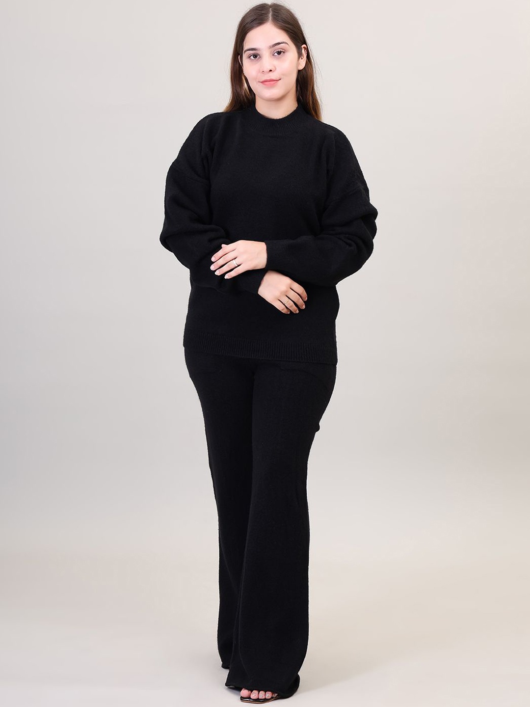 

Camey Woollen Sweatshirt & Palazzo, Black
