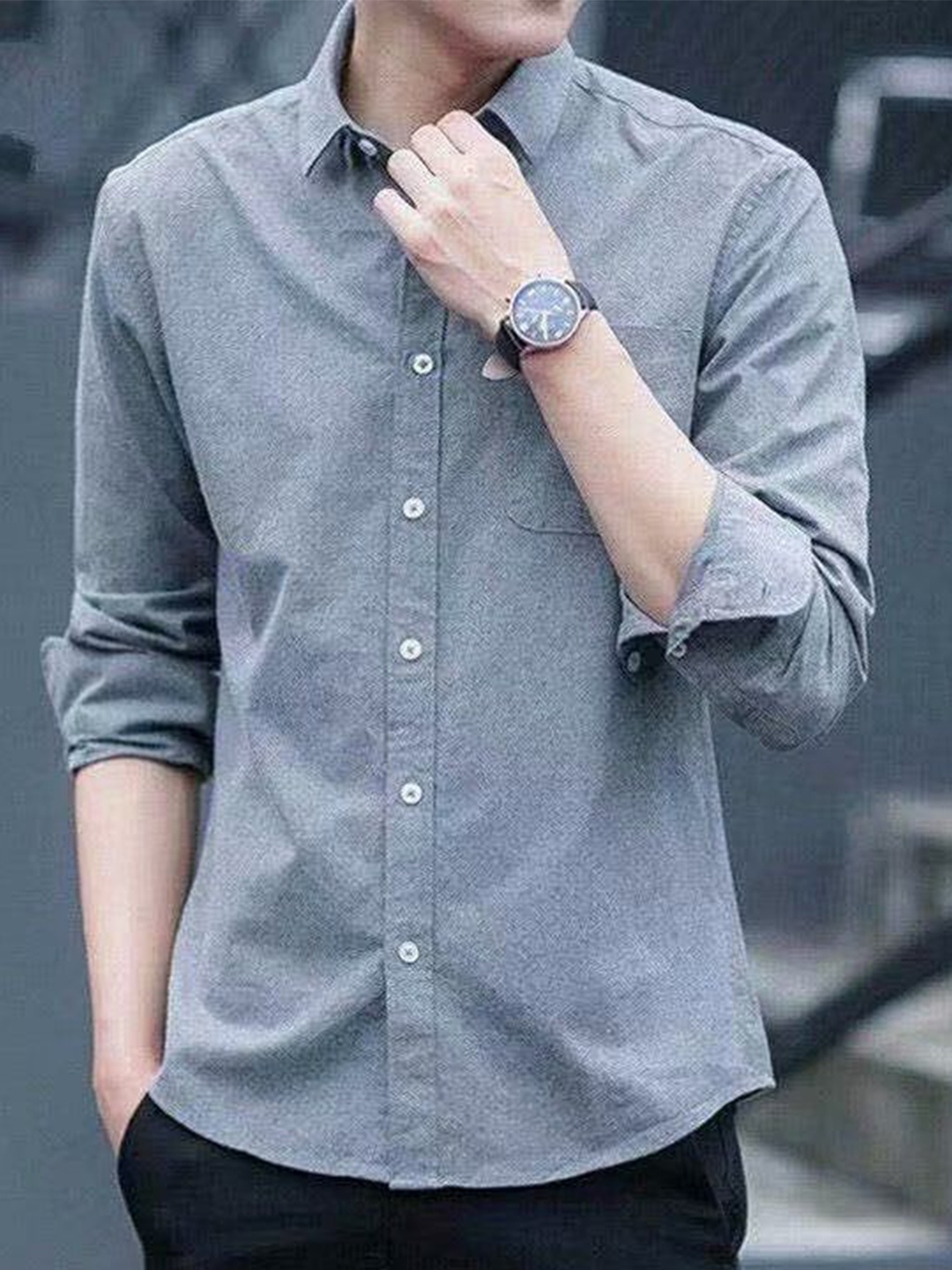 

StyleCast Men Slim Fit Opaque Printed Formal Shirt, Grey