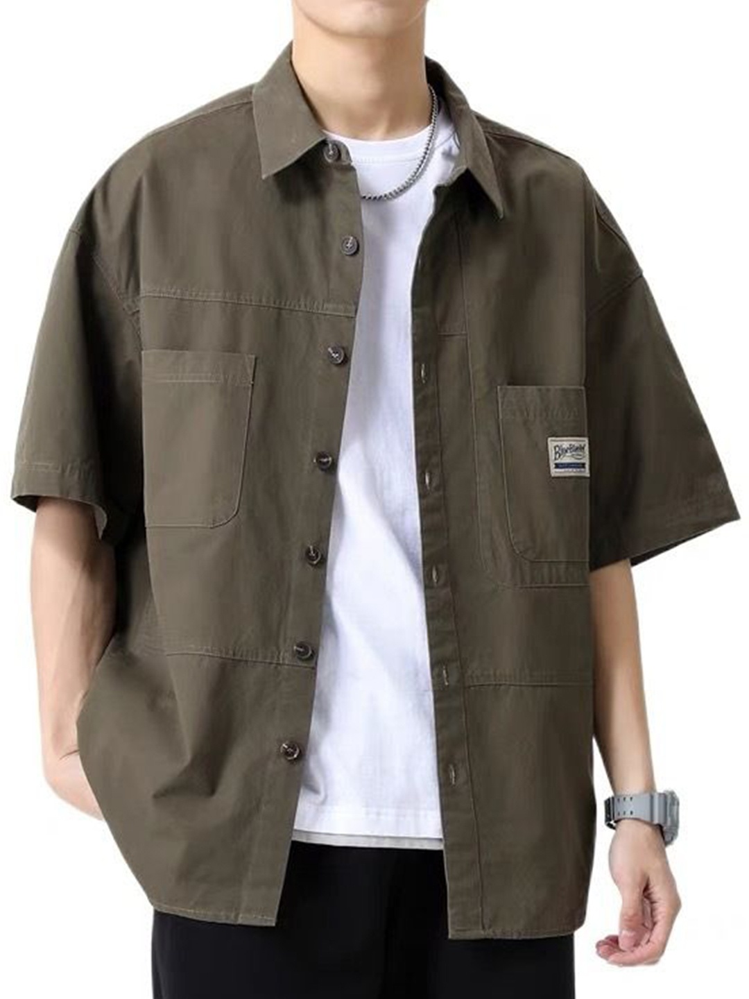 

StyleCast Men Opaque Casual Shirt, Olive