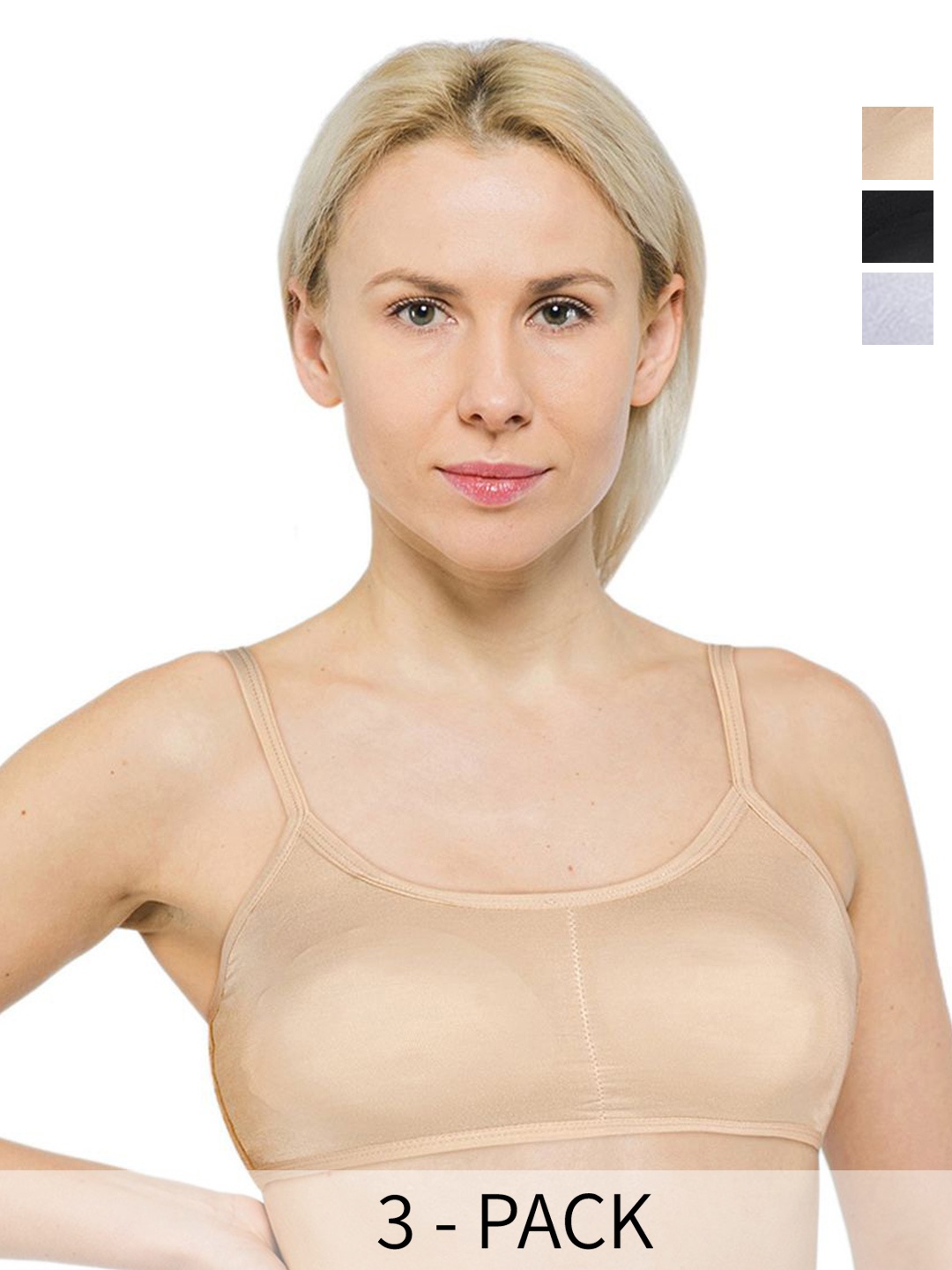 

ComfyStyle Pack Of 3 Solid Full Coverage Underwired Lightly Padded Cotton Bra, Beige