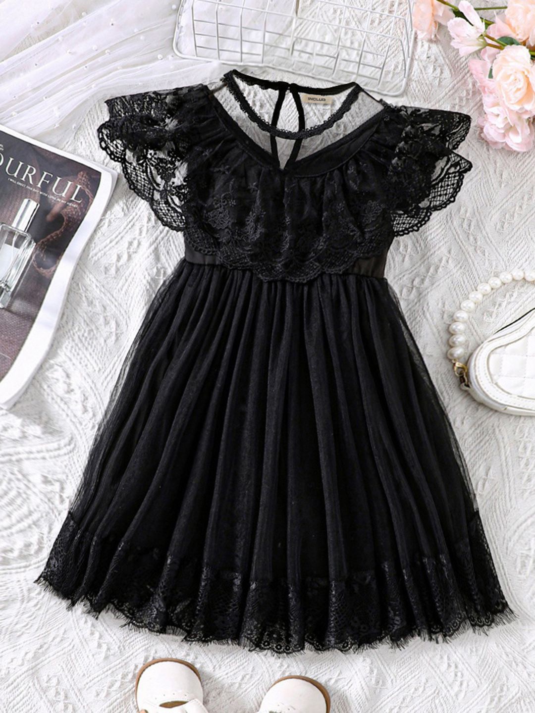 

INCLUD Embellished Fit & Flare Dress, Black