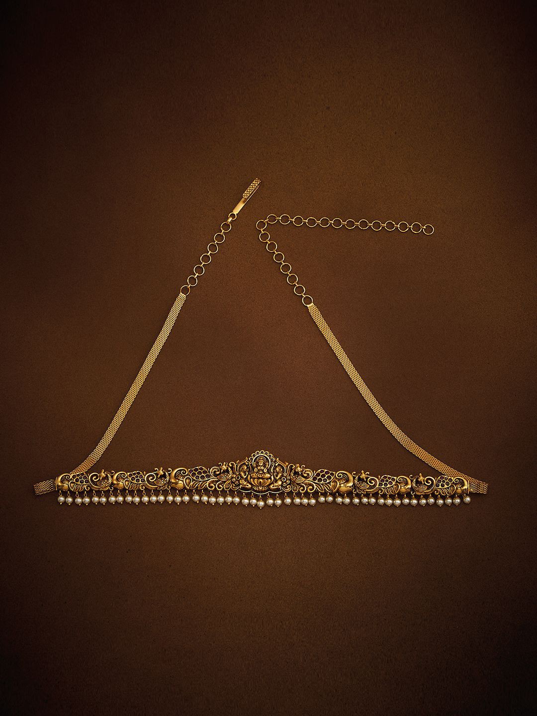 

Kushal's Fashion Jewellery Gold-Plated Beaded & Ruby Studded Antique Waist Chain
