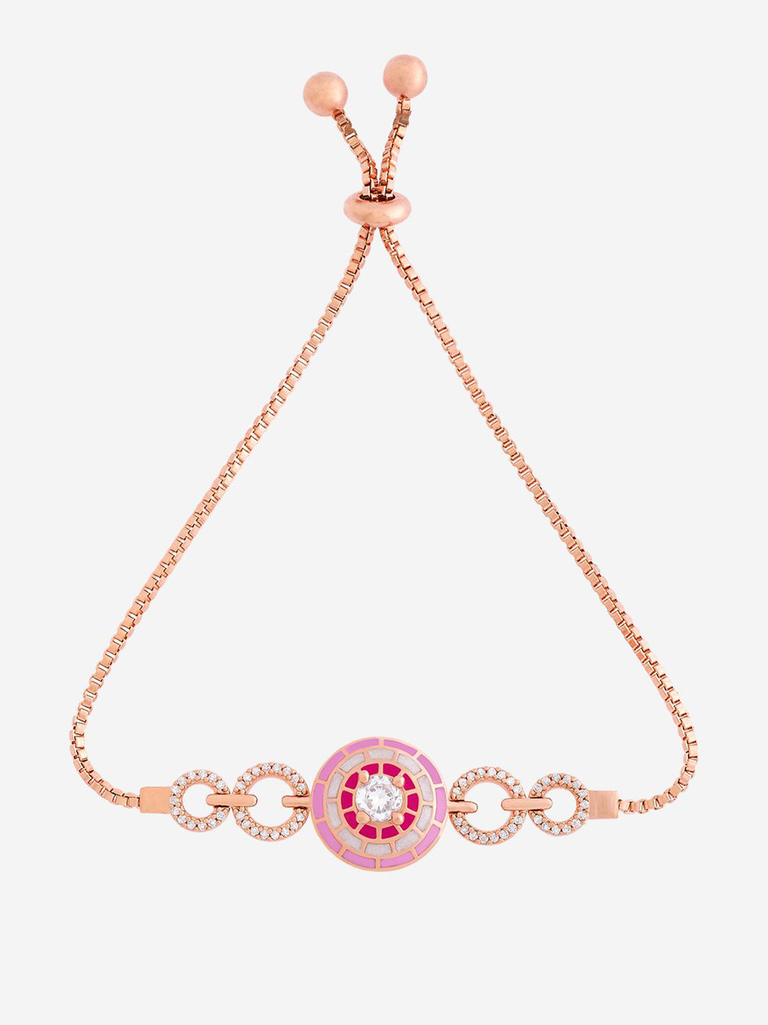 

Kushal's Fashion Jewellery Cubic Zirconia Meenakari Rose Gold Plated Armlet Bracelet