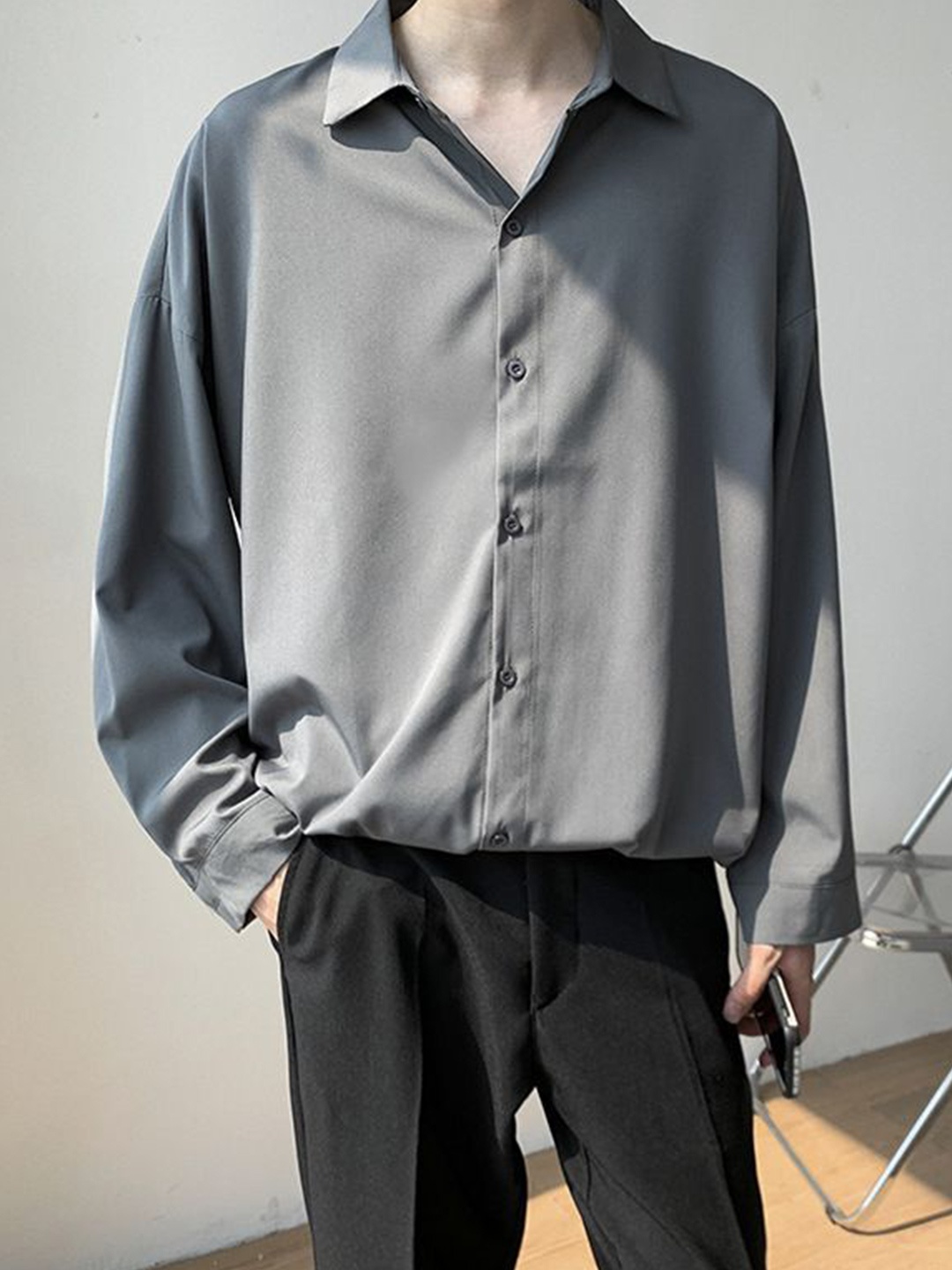 

StyleCast Men Opaque Striped Party Shirt, Grey