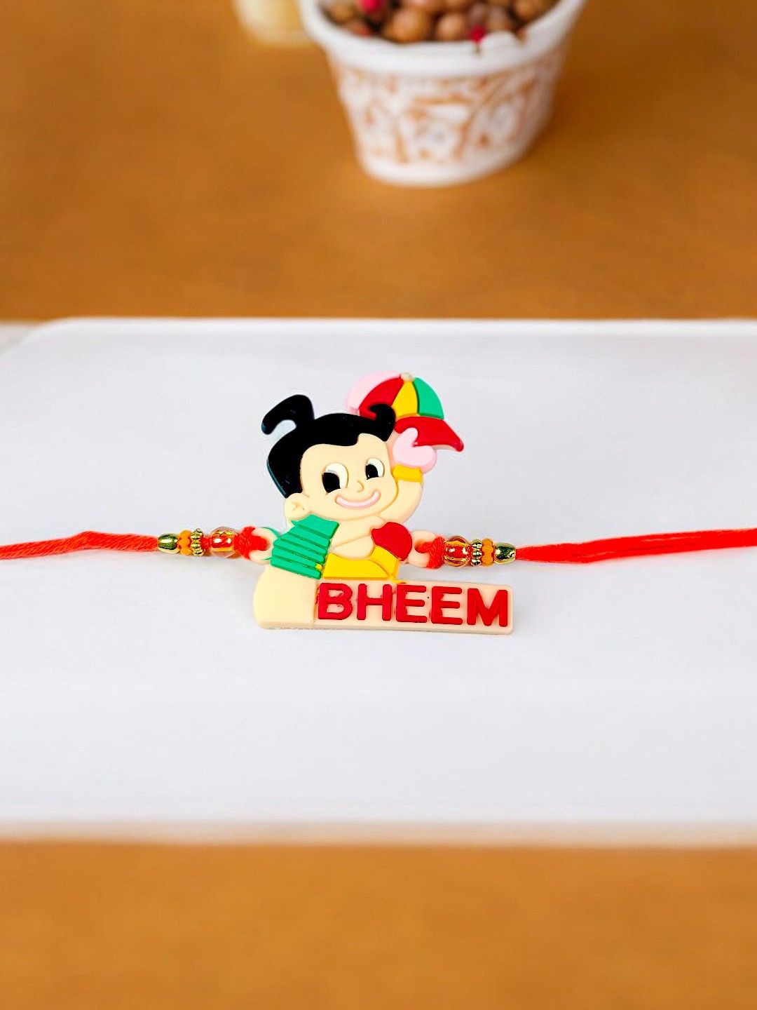 

ADIVA Boys BHEEM Thread Rakhi with Roli Chawal, Red