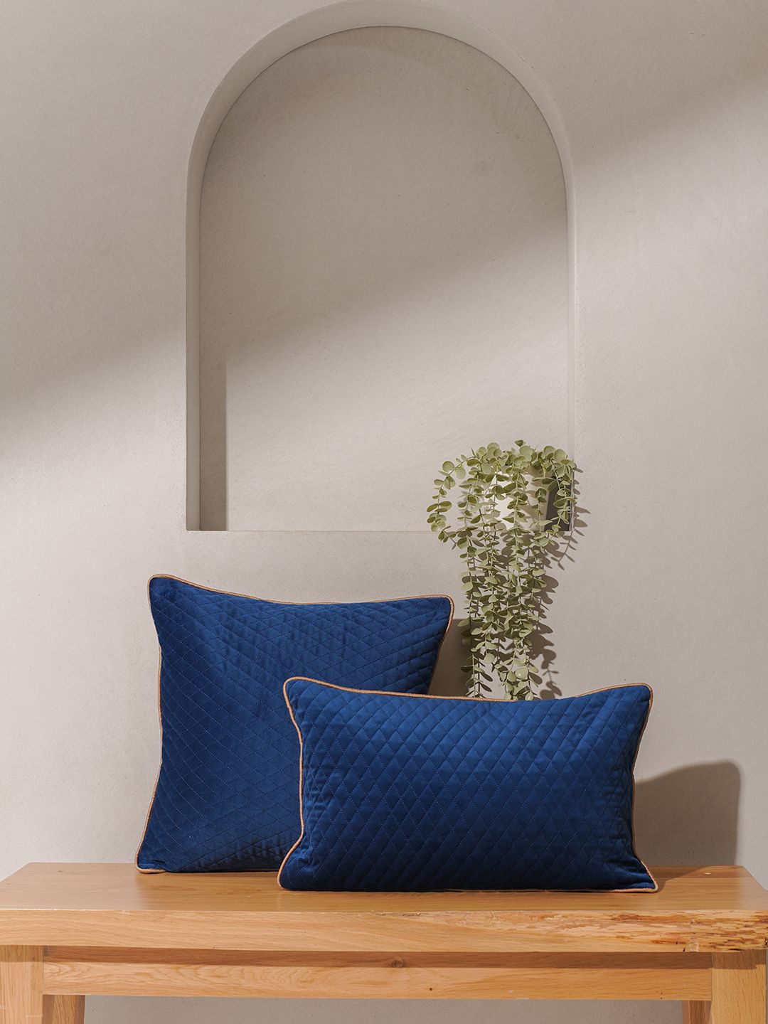 

India Circus by Krsnaa Mehta Blue & Gold-Toned Velvet Square Cushion Covers
