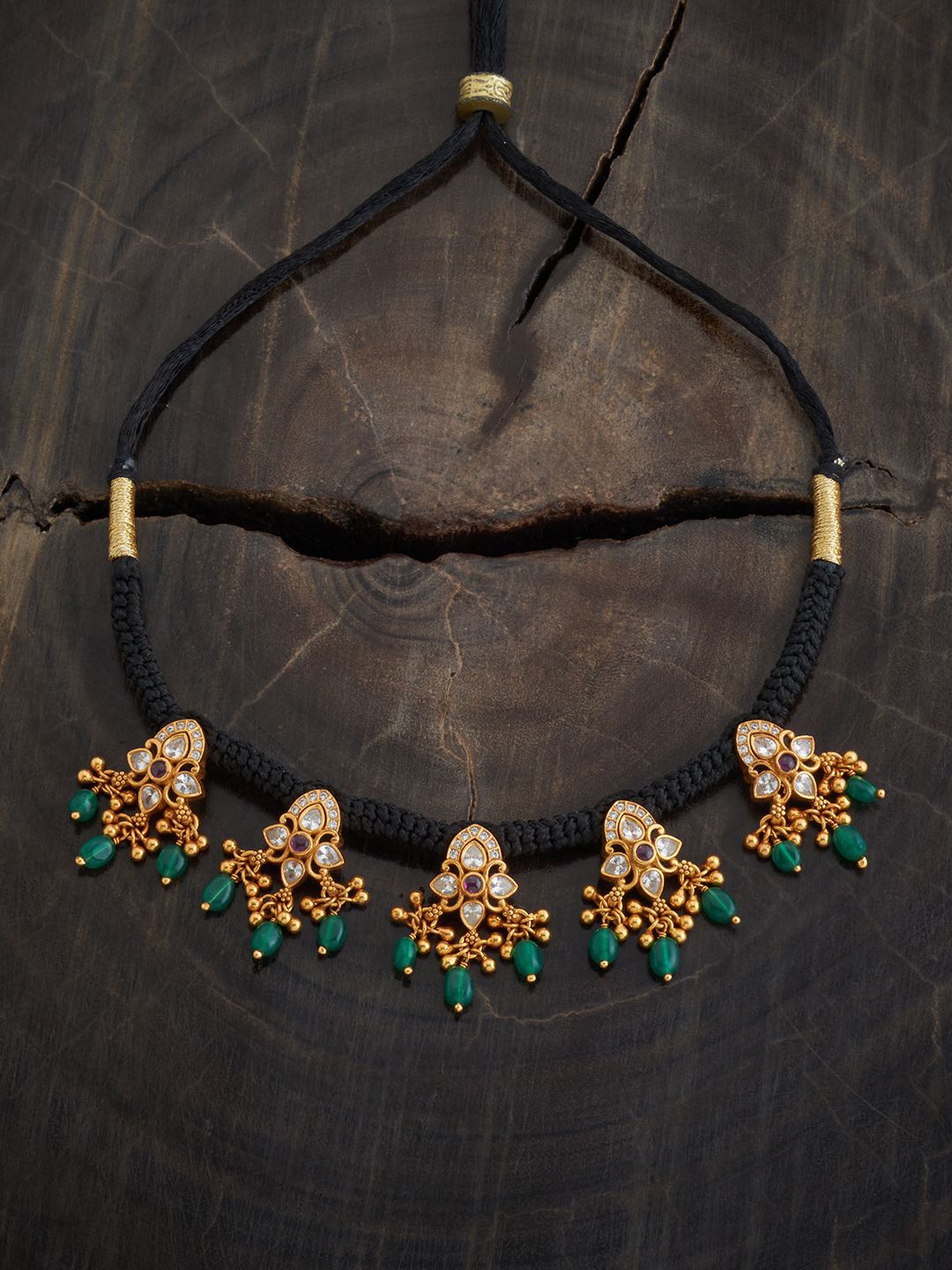 

Kushal's Fashion Jewellery 92.5 Pure Silver Gold-Plated Temple Necklace