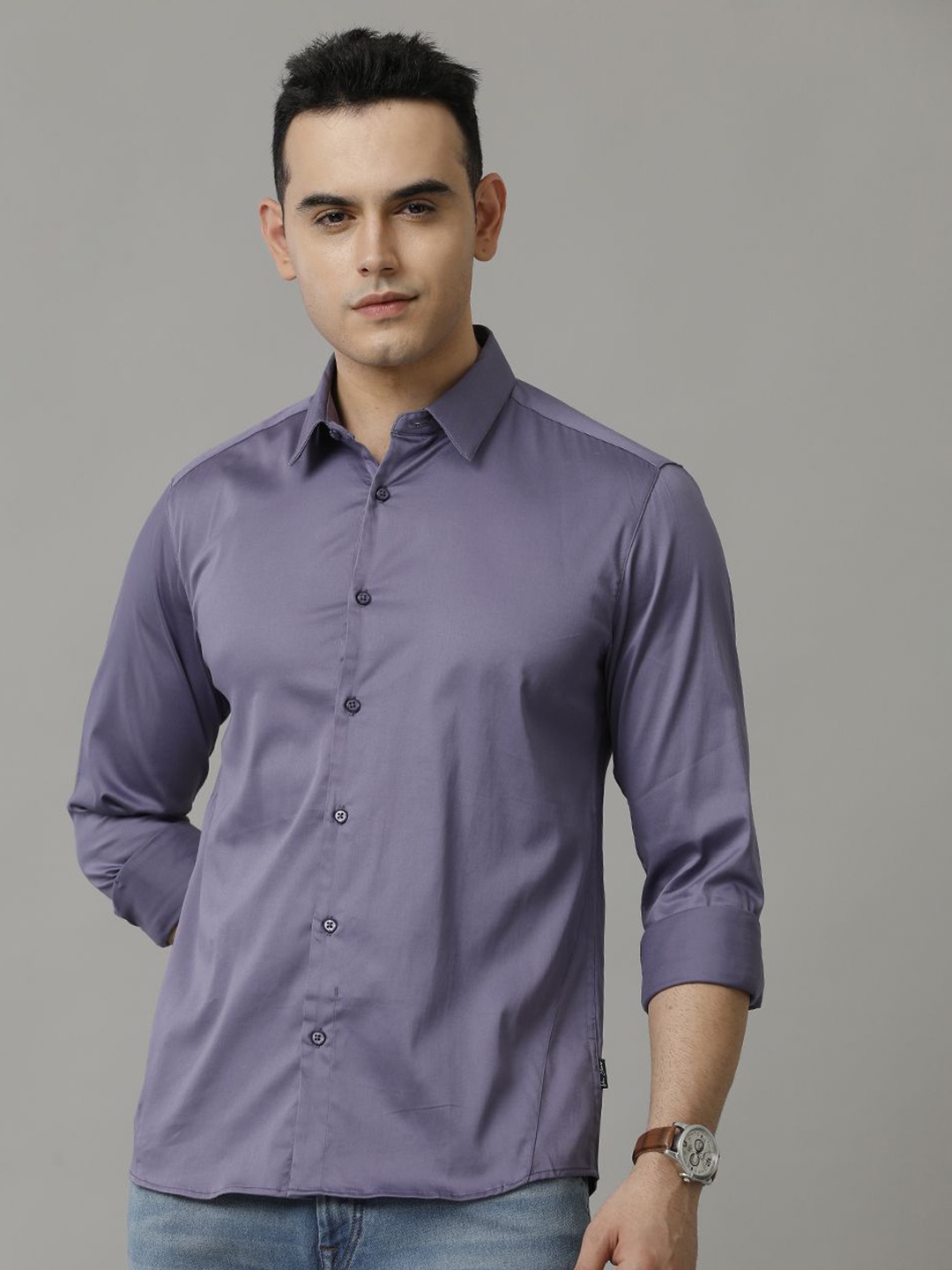 

Voi Jeans Men Slim Fit Opaque Casual Shirt, Purple