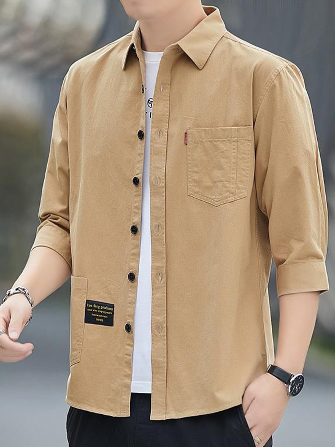 

StyleCast Men Opaque Casual Shirt, Khaki
