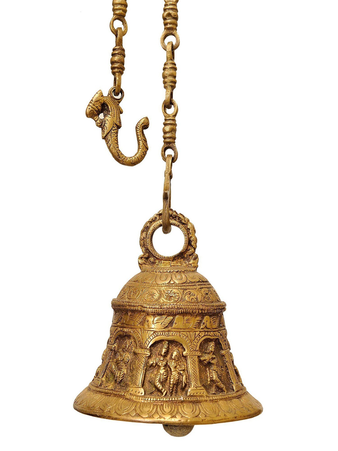 

Exotic India Krishna Brass Temple Hanging Bell, Gold