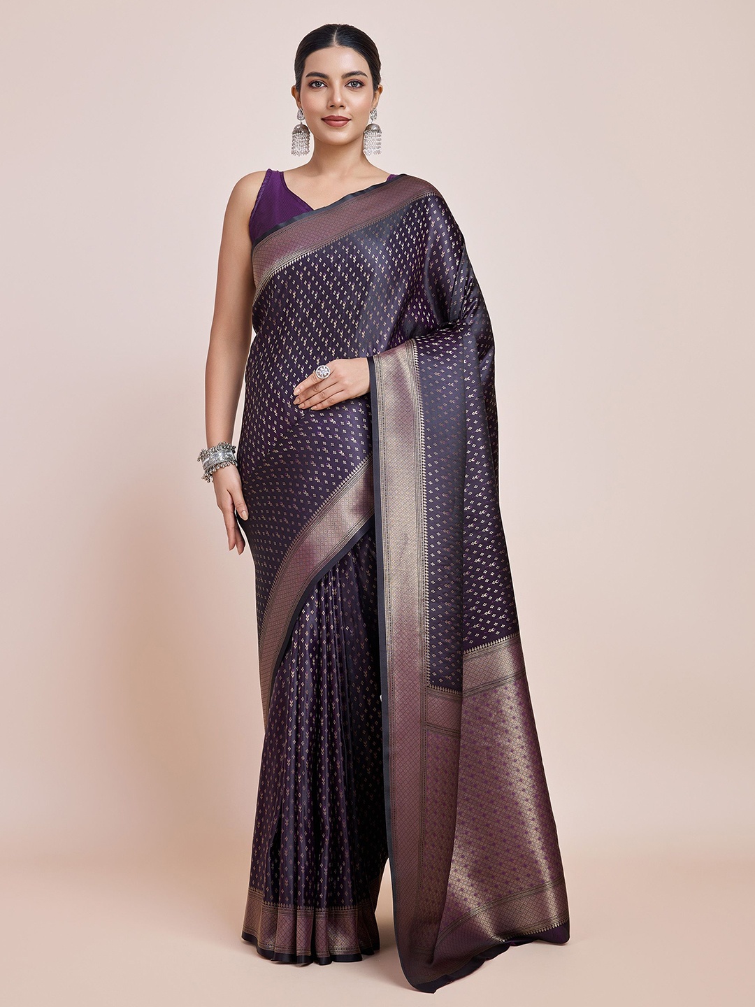 

MONJOLIKA FASHION Ethnic Motifs Zari Banarasi Saree, Blue