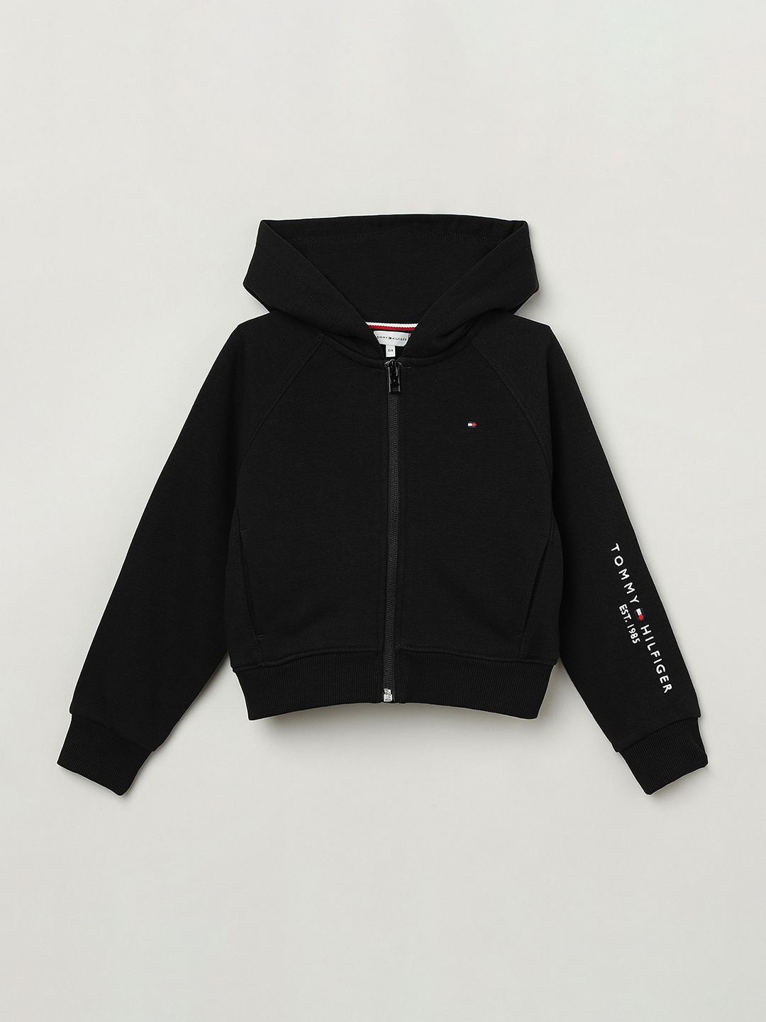 

Tommy Hilfiger Girls Solid Hooded Zip Sweatshirt, Black