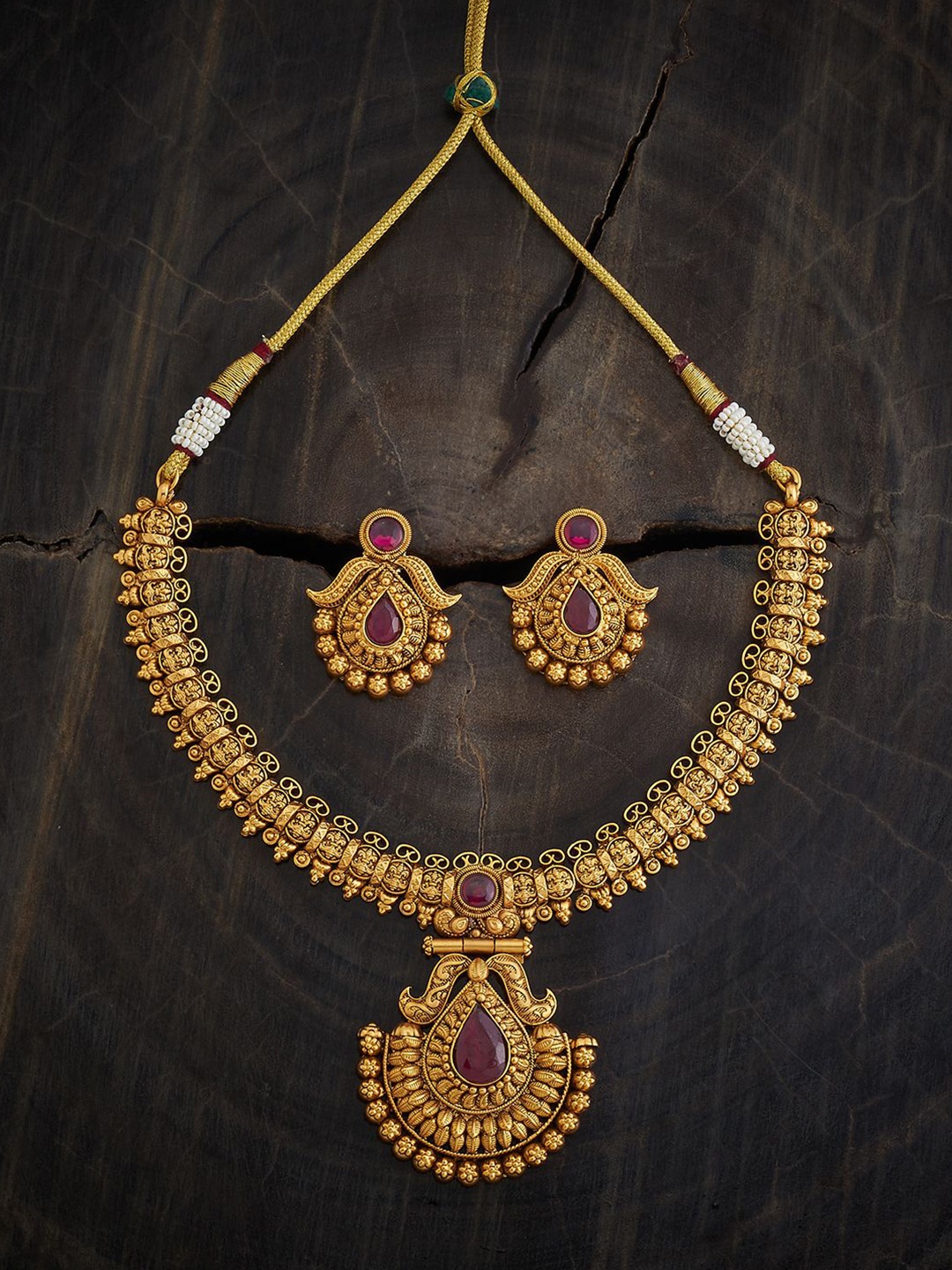 

Kushal's Fashion Jewellery Gold-Plated Stone-Studded Jewellery Set