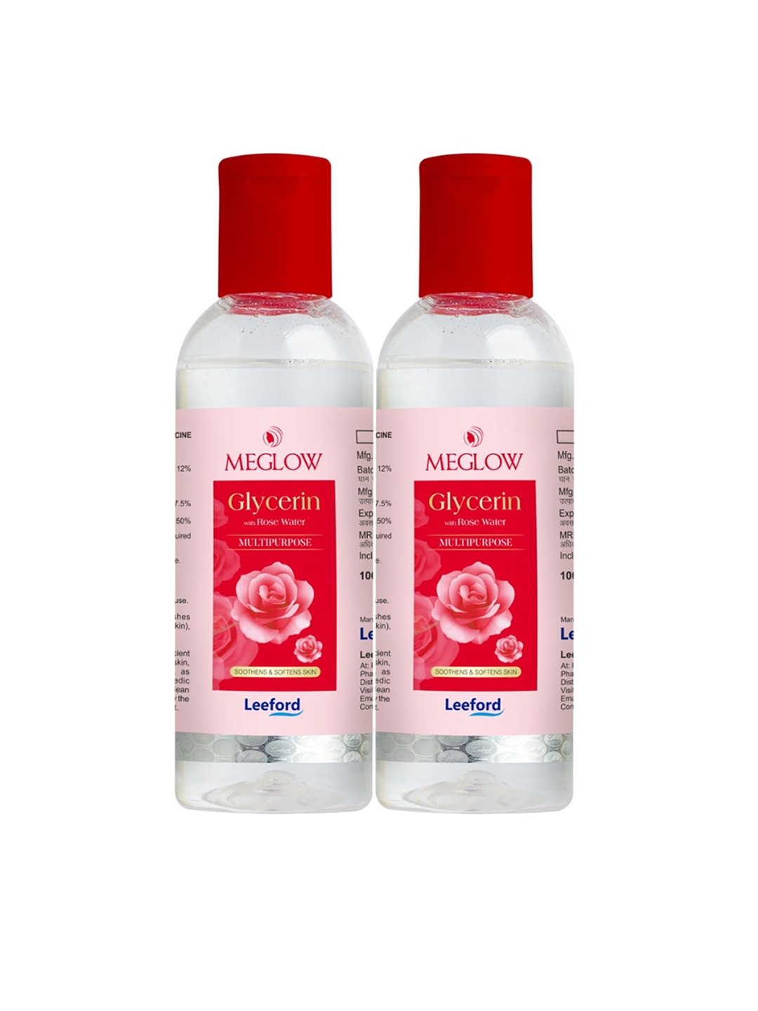 

MEGLOW Set Of 2 Nourishing Rose Water With Glycerin Toner- 100ml Each, Pink