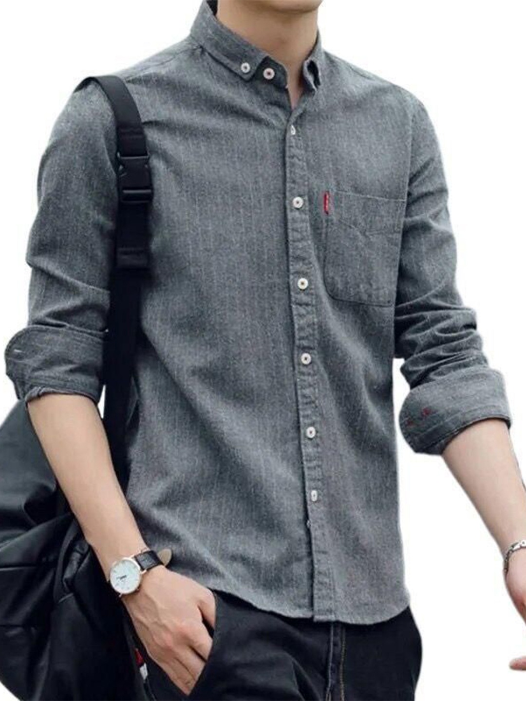 

StyleCast Men Faded Opaque Faded Casual Shirt, Grey