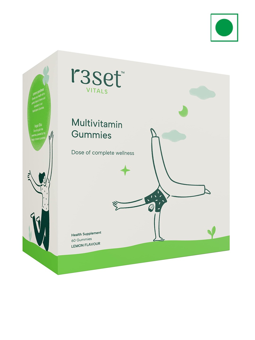

R3SET Lemon Flavor Multivitamin Gummies - 60 Gummies, White