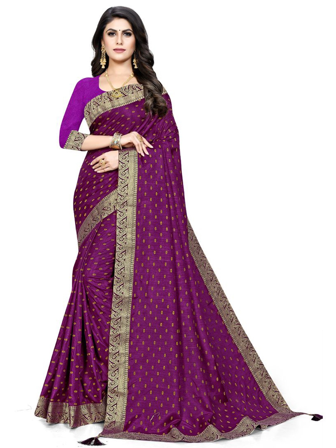 

ASISA Woven Design Zari Saree, Purple