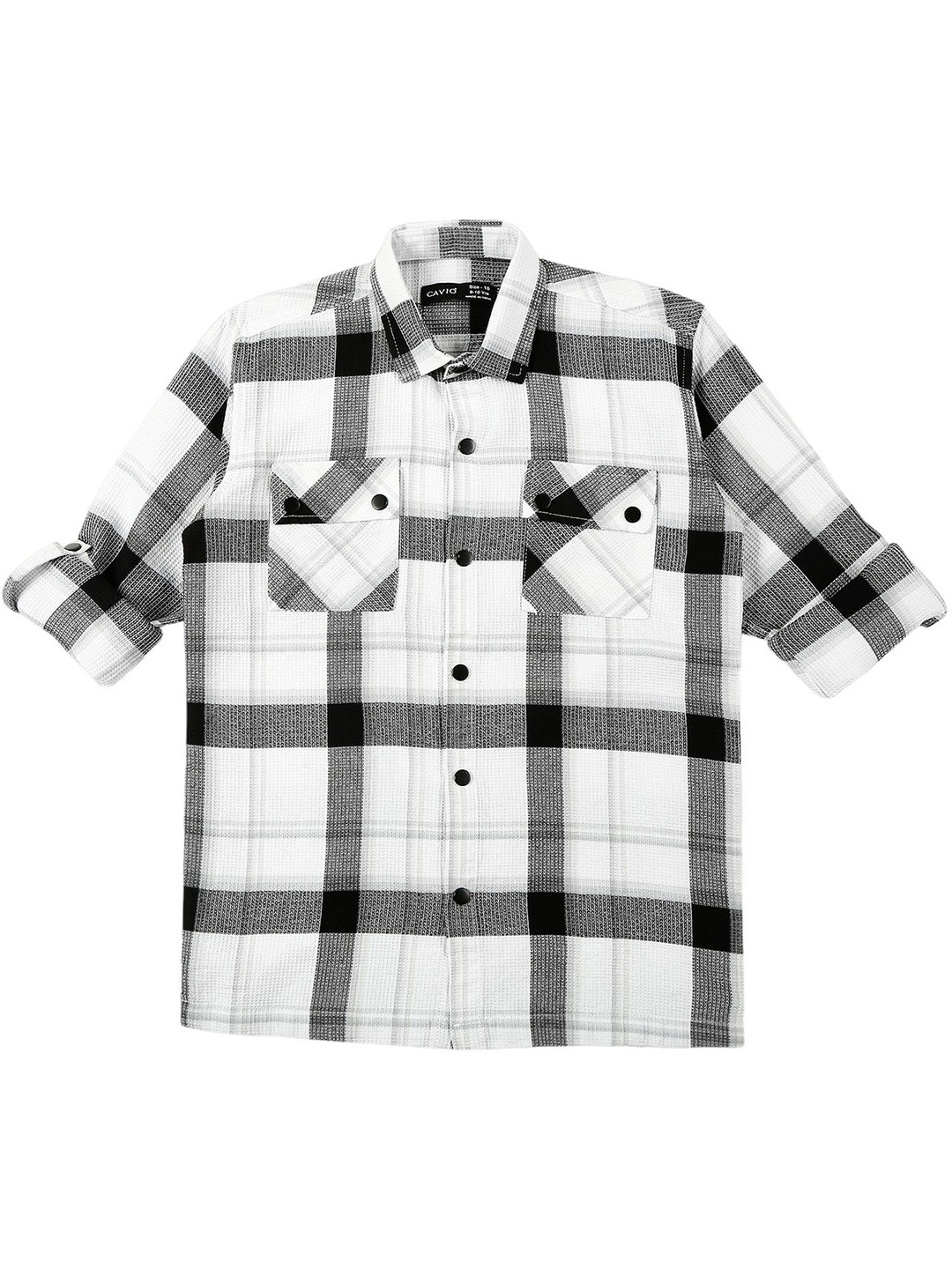 

CAVIO Boys Comfort Opaque Checked Casual Shirt, Black