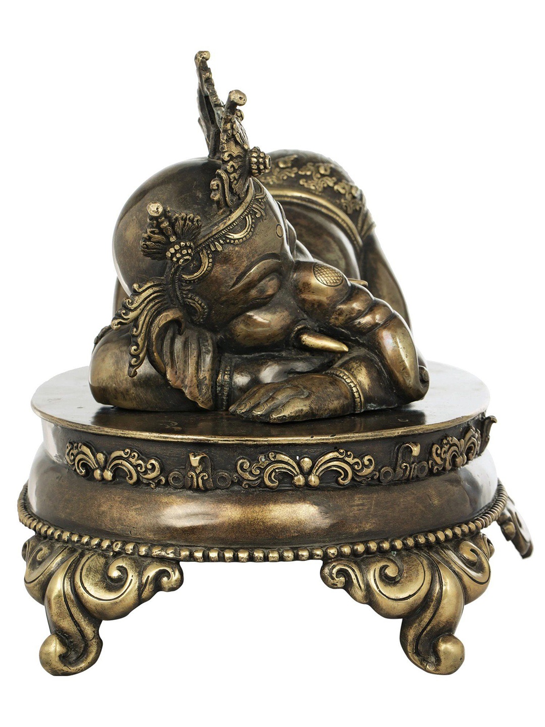 

Exotic India Black Baala Ganesha Religious Idol On An Ornate Pedestal Showpiece