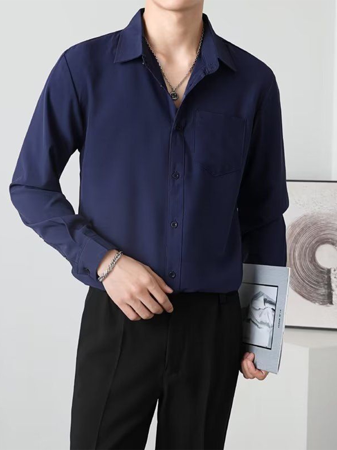 

StyleCast Men Opaque Formal Shirt, Navy blue