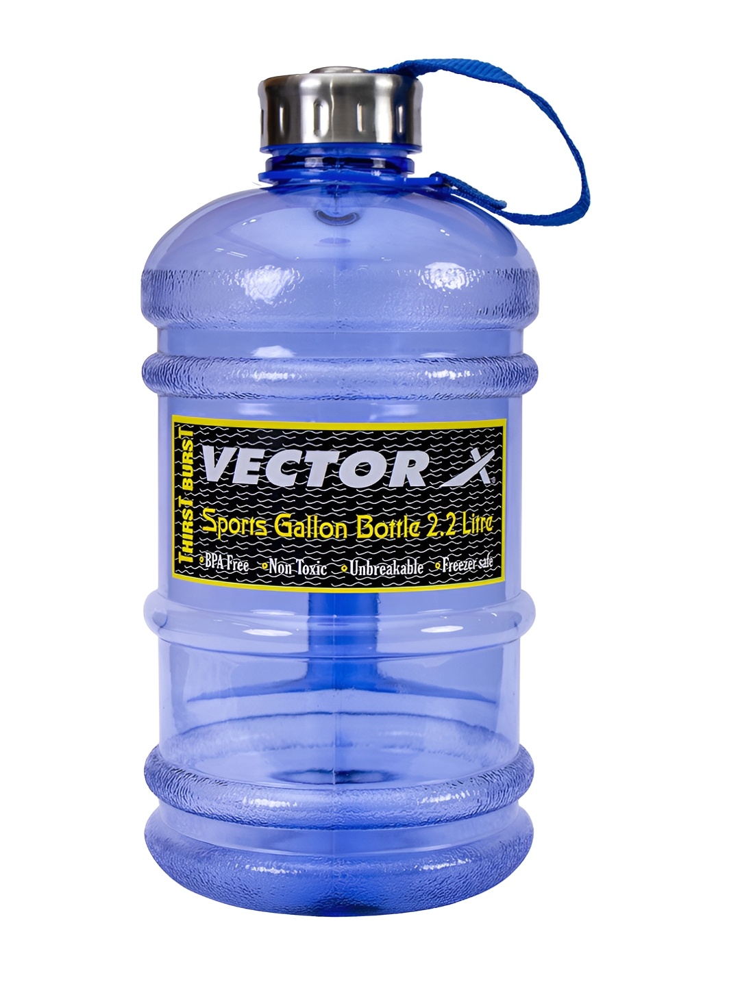 

VECTOR X Blue & Silver-Toned Brand Logo Printed Sports Water Bottle 2.2ltr