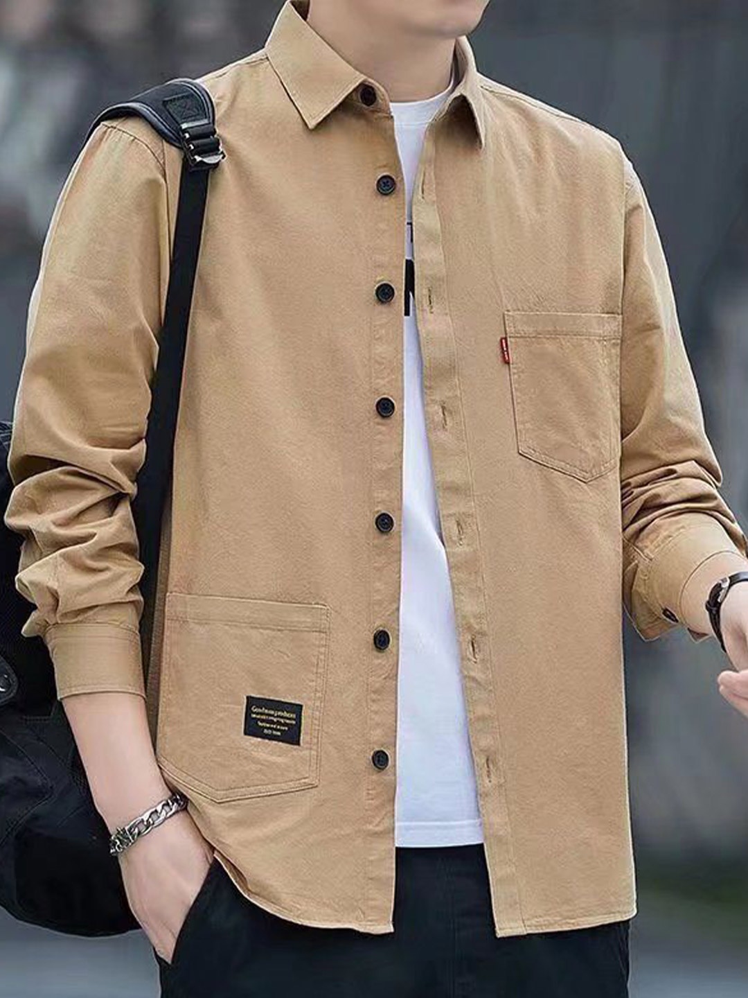 

StyleCast Men Opaque Casual Shirt, Khaki