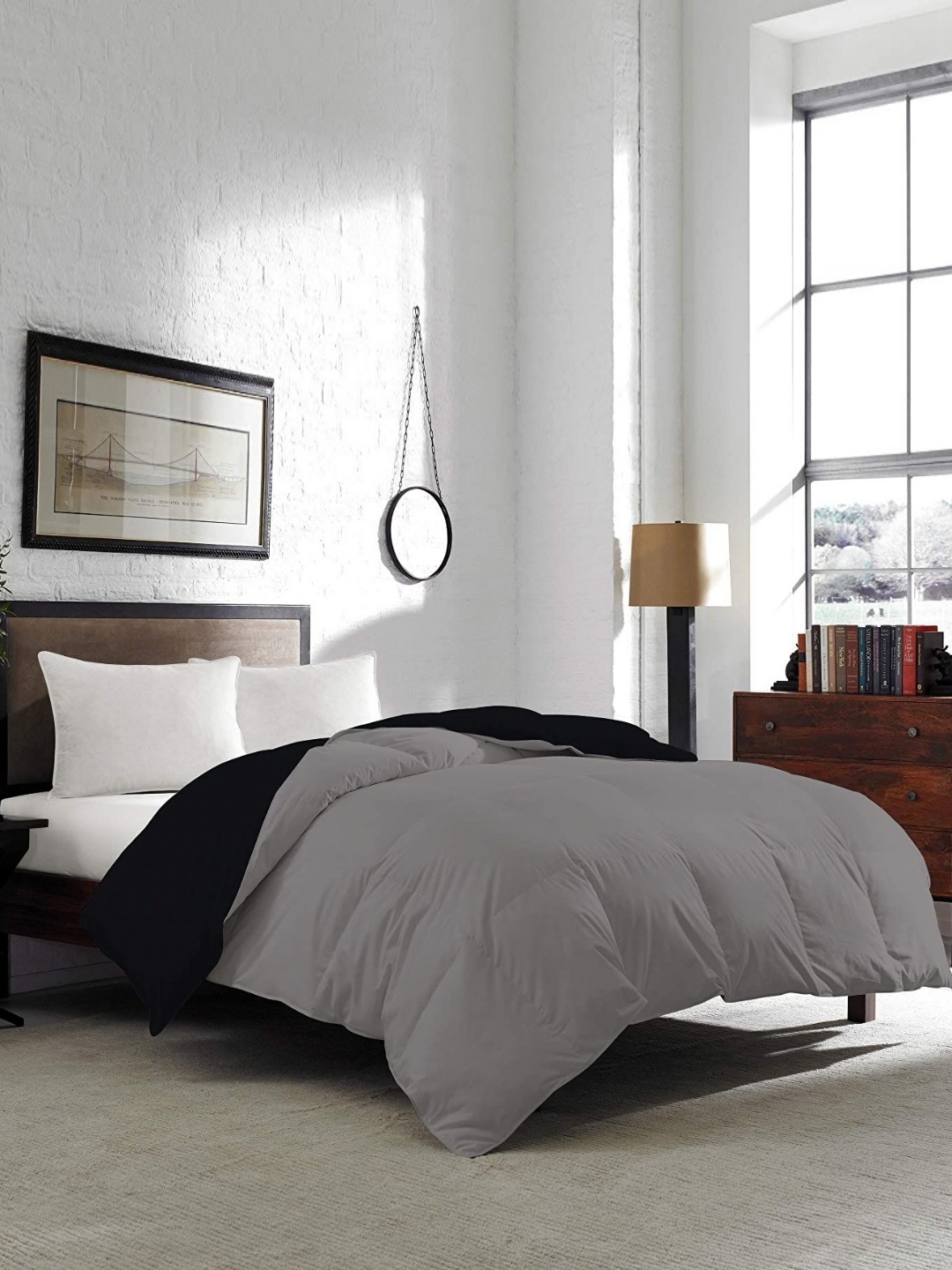 

CURIOUS LIFESTYLE Teal & Grey Microfiber Heavy Winter 300 GSM Double King Bed Comforter