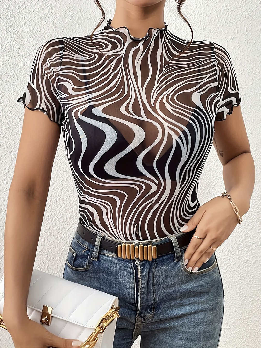 

StyleCast Animal Print Top, Black