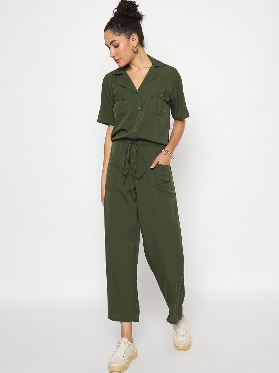 

Color Cocktail Solid Basic Jumpsuit, Olive