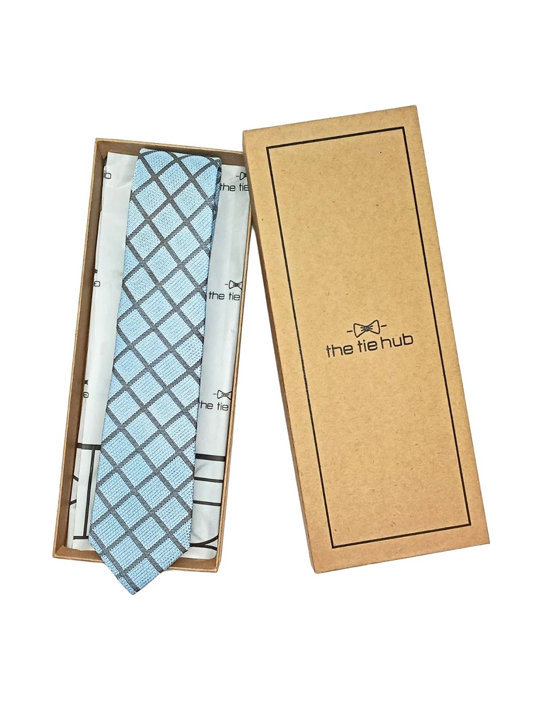 

The Tie Hub Men Checked Broad Tie, Blue