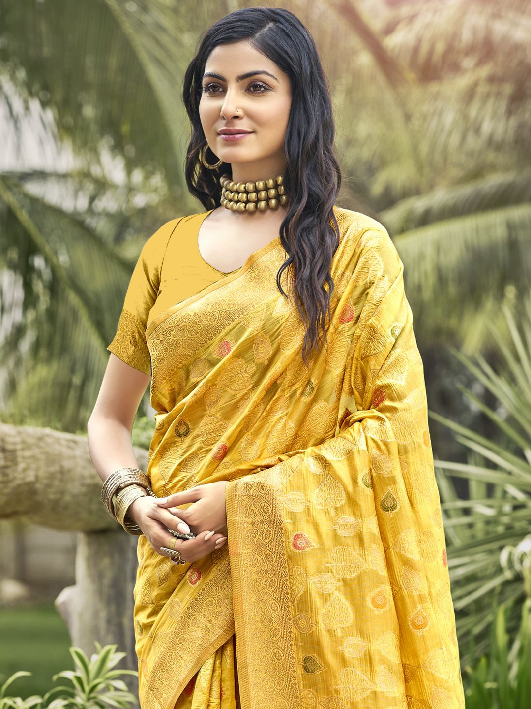 

Exclusiva Woven Design Zari Organza Saree, Yellow